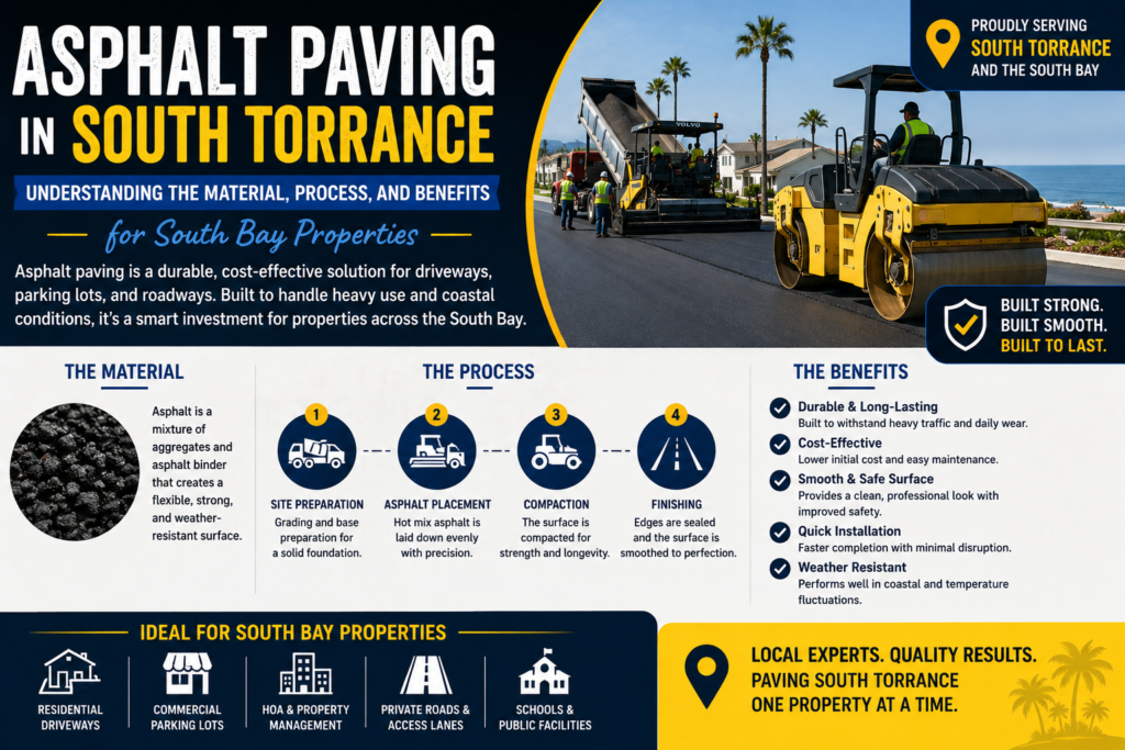 Asphalt Paving in South Torrance: Understanding the Material, Process, and Benefits for South Bay Properties